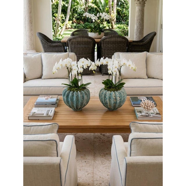 Gemstone Pair of Italian Artisan Ribbed "Lava" Ceramic Vessels For Sale - Image 7 of 11