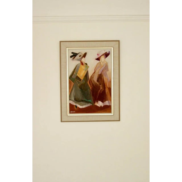 Carl Magnus Franklin, Two Women, 1960s, Oil on Panel, Framed For Sale