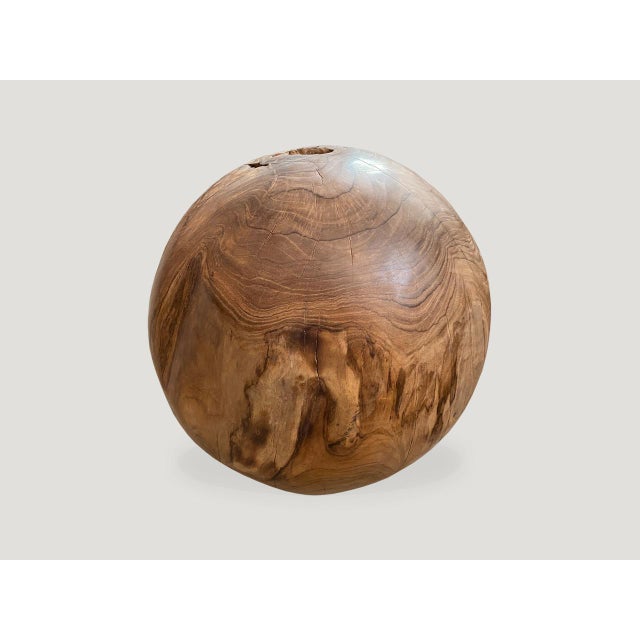 Andrianna Shamaris Teak Wood Organic Sculptural Sphere For Sale - Image 4 of 5