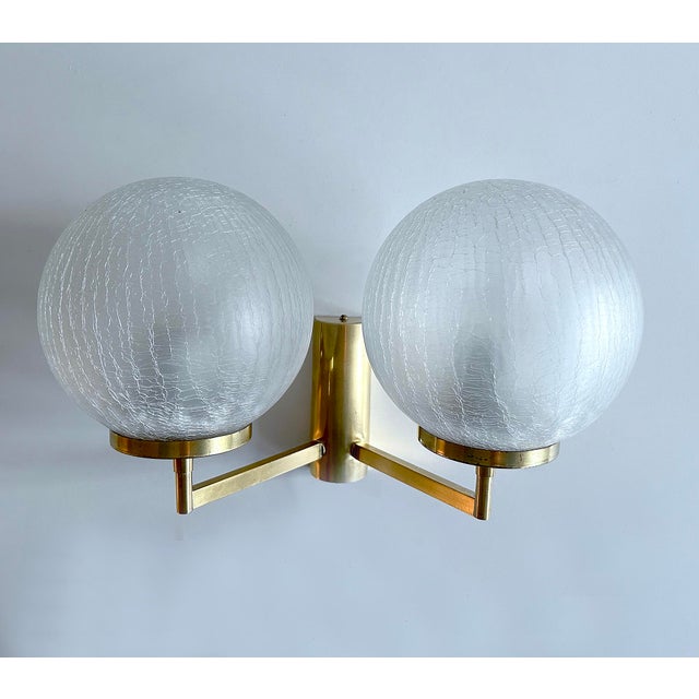 Vintage Space Age Glass and Brass Sconces, Set of 2 For Sale - Image 18 of 18