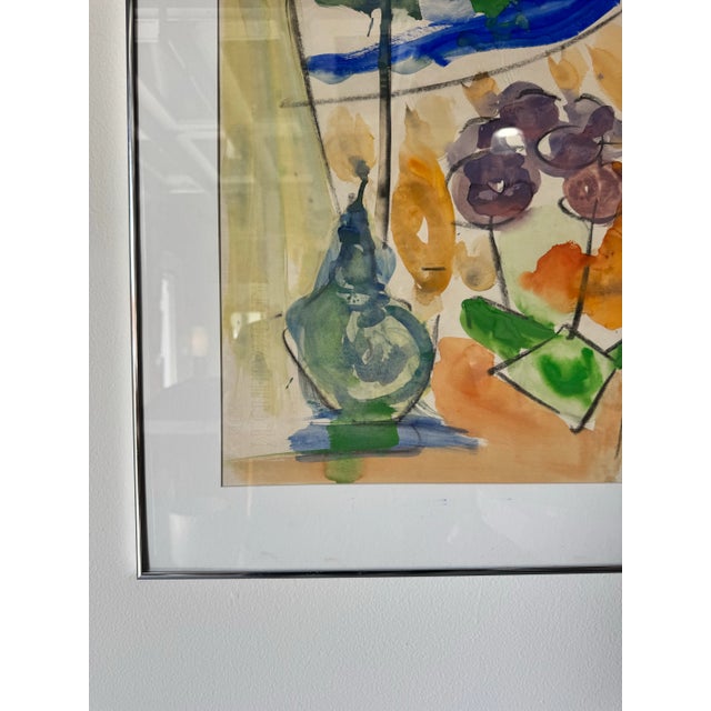 Orange 1982 Vintage Expressionist Abstract Watercolor Painting by Yamill For Sale - Image 8 of 12