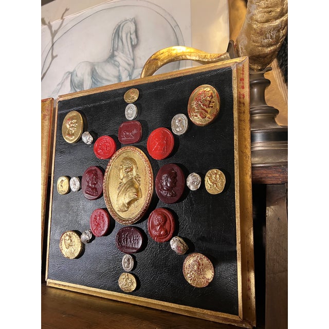 Pair of Venetian Baroque Style Gold & Silver Leaf Cameo Intaglio Classical Grand Tour Collection For Sale - Image 14 of 16