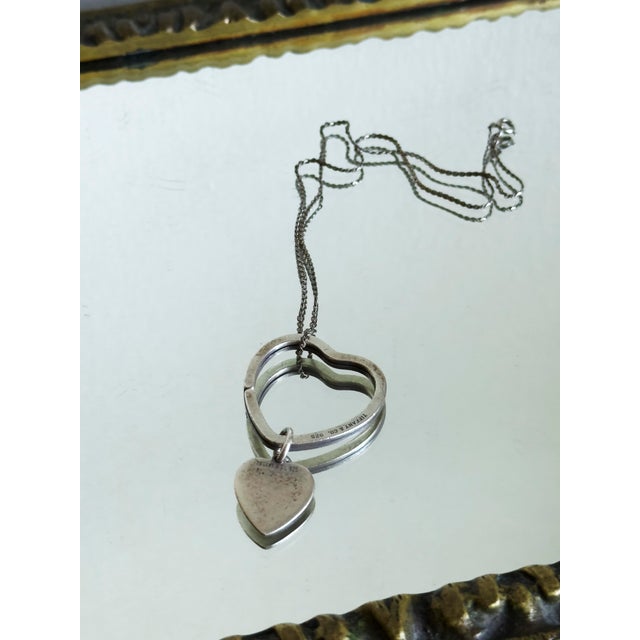 Vintage Tiffany & Co. Sterling Silver Heart on Heart Pendant Necklace 1990s For Sale In New York - Image 6 of 14