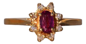 The Trus: Ruby and Natural Diamond Ring in Yellow Gold