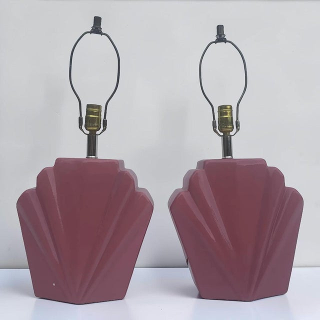 1980s 1980s Postmodern Deco Scalloped Table Lamps For Sale - Image 5 of 11