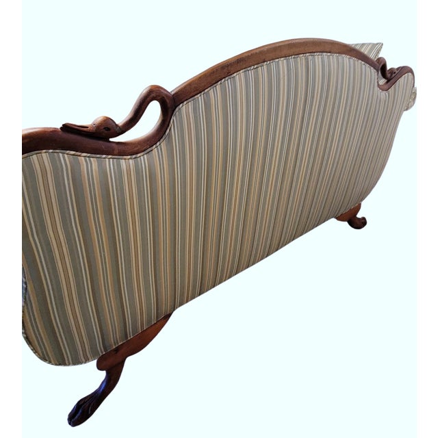 Antique American Classical Empire Revival Mahogany Swan-Neck Sofa With Paw Feet For Sale - Image 10 of 10