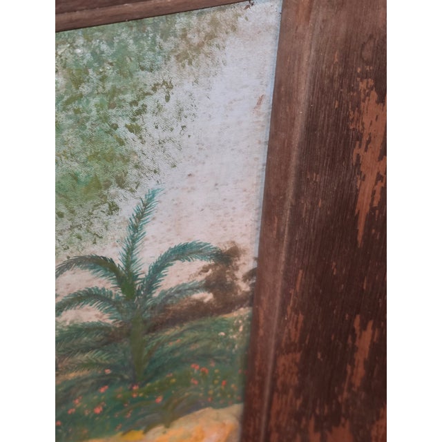 Unusual Folk Art Riverside Landscape Painting For Sale - Image 13 of 16