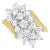 2 Carat Three Row Diagonal Diamond Cluster Ring, Size 9 For Sale
