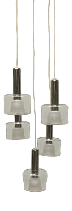 Mid-Century Space Age Chrome and Glass Cascade Pendant Lamp, 1960s