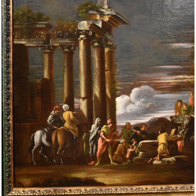 After Giovani Ghisolfi, View of Classical Ruins Pythagoras Landscape, 1660, Oil on Canvas, Framed For Sale - Image 9 of 12