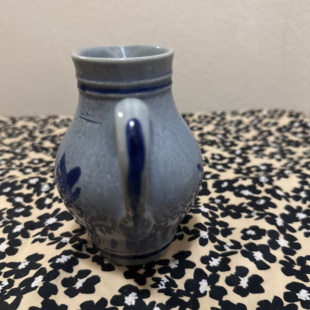 1970s Glazed Blue Stoneware Marzi and Remy Jug Creamer Germany For Sale In New Orleans - Image 6 of 8
