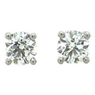 Tiffany & Co. 1.42 Carat Round Brilliant Cut Diamond Stud Earrings, Pair For Sale