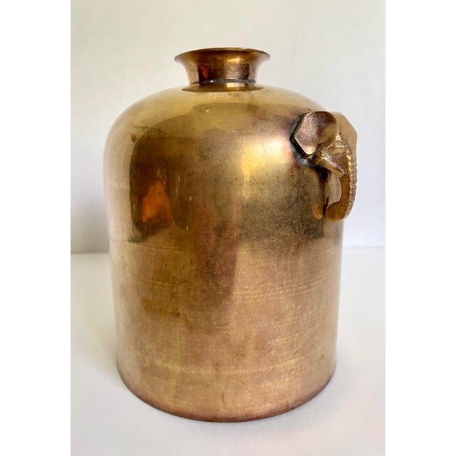 Solid Brass Vase With Elephant Head Handles For Sale - Image 4 of 10
