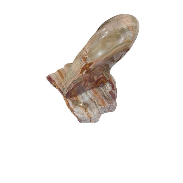 Vintage abstract Eleanor Lefkowitz green onyx sculpture on onyx base.