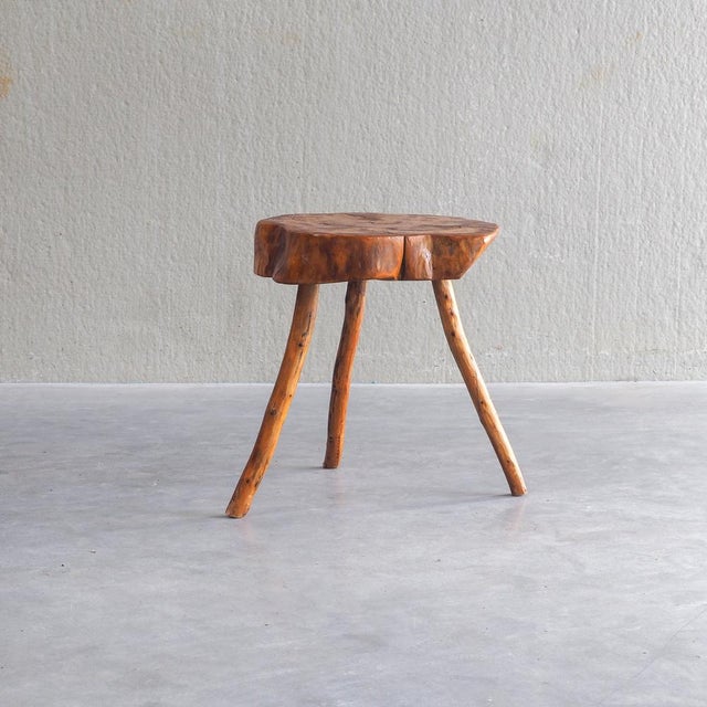 A magnificent example of French brutalist and rustic design, this large vintage side table brings authentic, raw organic...