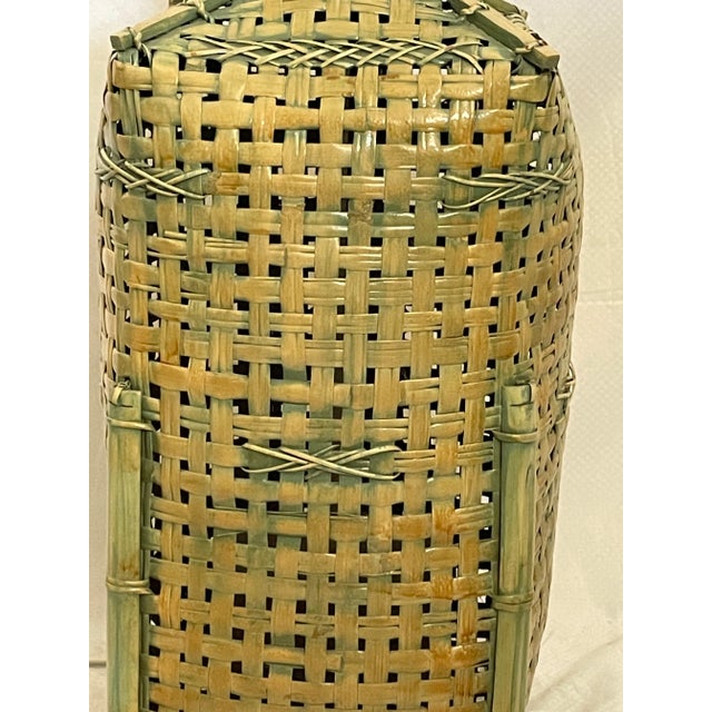 Metal 1980s Woven Basket Lamp For Sale - Image 7 of 13
