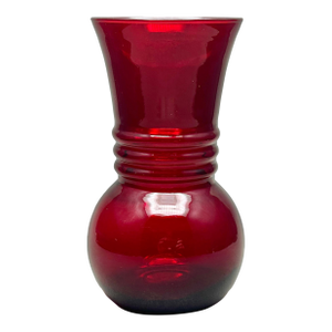 Vintage MCM Anchor Hocking Royal Ruby Red Ribbed Vase