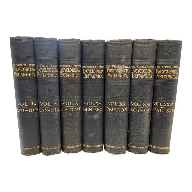 1904 Navy Blue & Gold Britannica Encyclopedia Set For Sale
