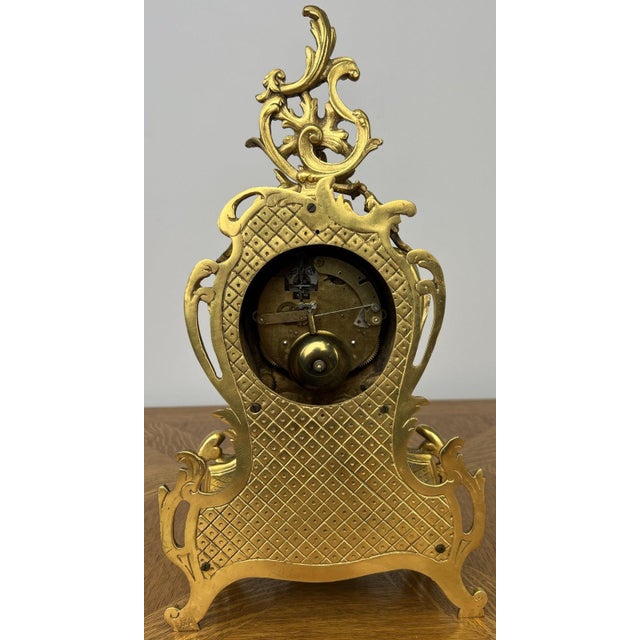Vintage Rococo Mantel Clock in Brass For Sale - Image 12 of 14