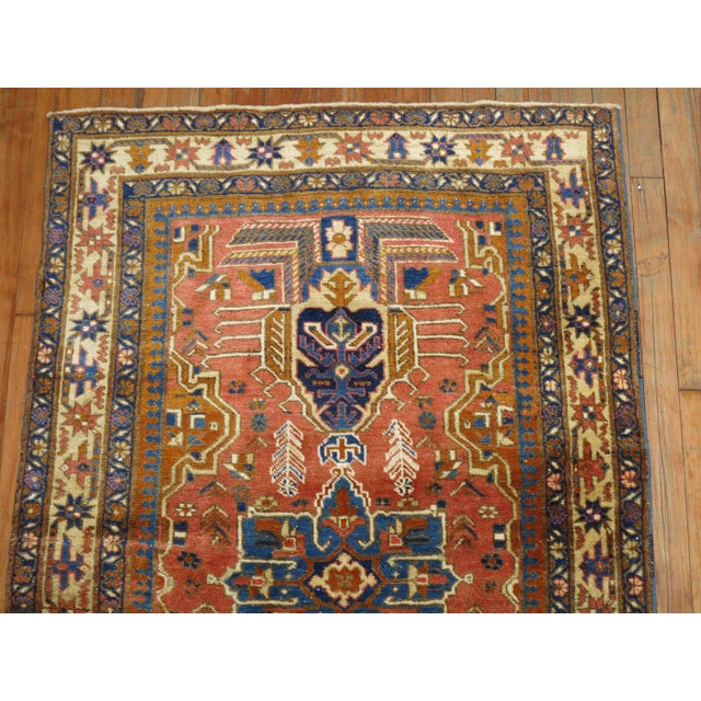 Mid 20th Century Vintage Zabihi Collection Persian Heriz Scatter Rug - 3'4" x 4'9" For Sale - Image 5 of 5
