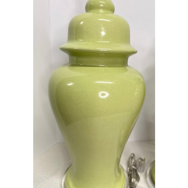 Chinoiserie 1970s Lemongrass Ginger Jar Table Lamps - a Pair For Sale - Image 3 of 11