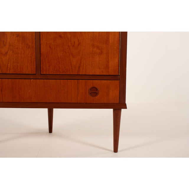 Brown Mid-Century Modern Danish Teak Corner Cabinet with Drawer, 1960s For Sale - Image 8 of 14
