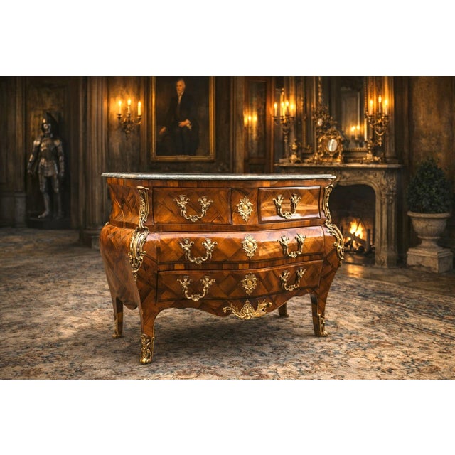 French 1860 French Artisan Louis XVI Mahogany Green Marble Commode For Sale - Image 3 of 18
