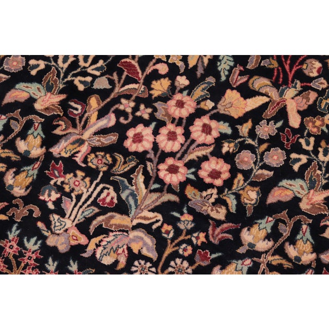 Floral Gulshan Pak-Persian Black/Black Wool Rug - 9'2'' X 12'1'' For Sale In New York - Image 6 of 8