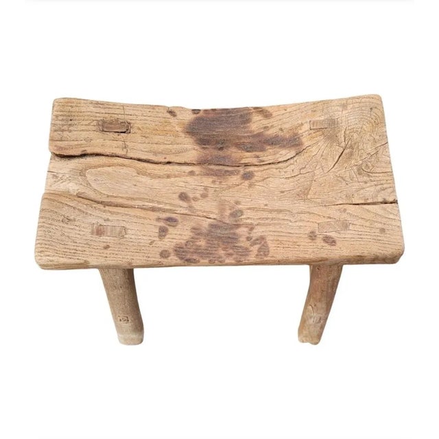 19th Century Chinese Elm Rustic Primitive Brutalist Stool For Sale - Image 4 of 6