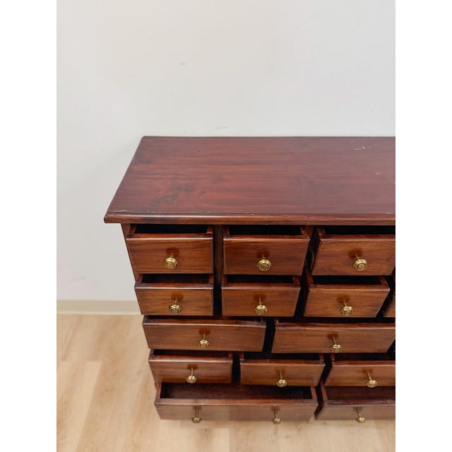 Vintage Apothecary Cabinet Handmade Nineteen Drawer Wood Storage Rustic Rare For Sale - Image 12 of 13