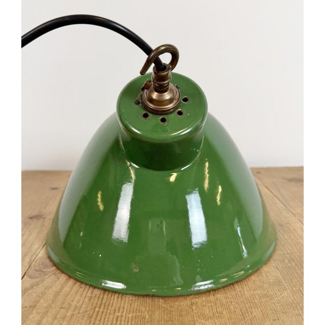 Industrial Green Enamel Factory Pendant Lamp, 1960s For Sale - Image 14 of 17