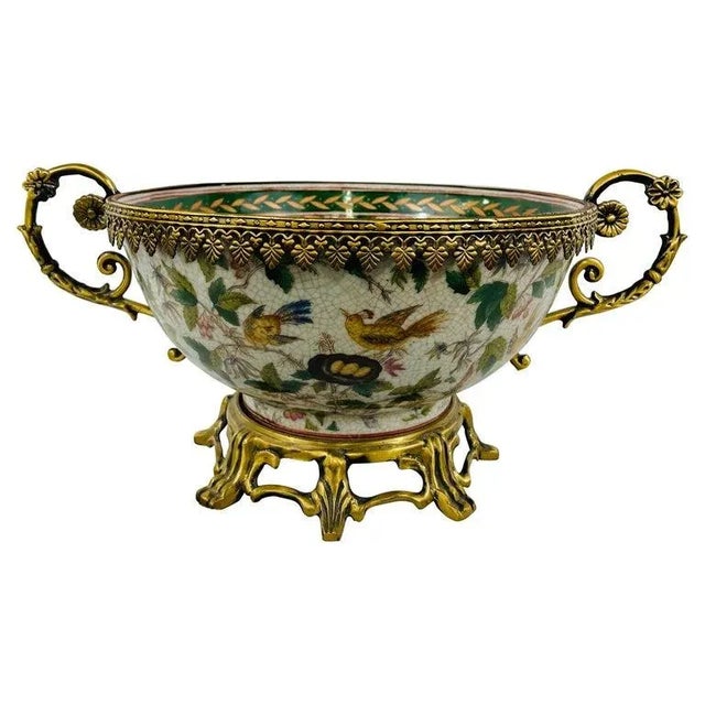 French Louis XV Bronze Mounted Chinese Export Centerpiece Bowl or Vase For Sale - Image 3 of 11