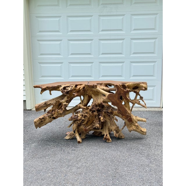 Brown 1990s Teakwood Organic Console Table For Sale - Image 8 of 8