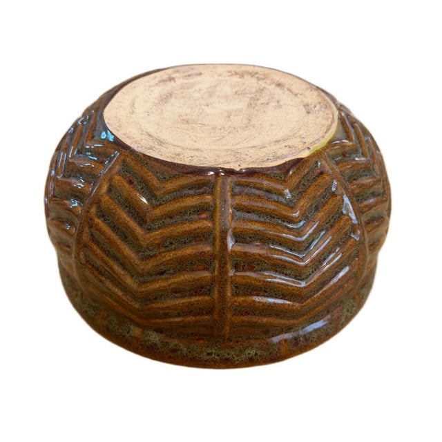 Vintage Early 19th Century Nelson McCoy Chevron Leaf Art Pottery Jardiniere Planter Add a touch of timeless organic...