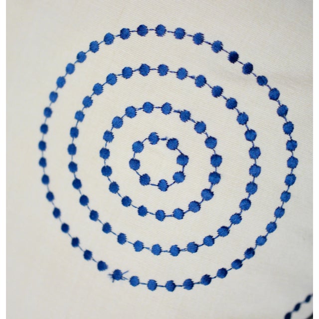 2010s Mid-Century Modern Samarkand Embroidered Double Sided 20" Square Down/Feather Pillows - a Pair For Sale - Image 5 of 5