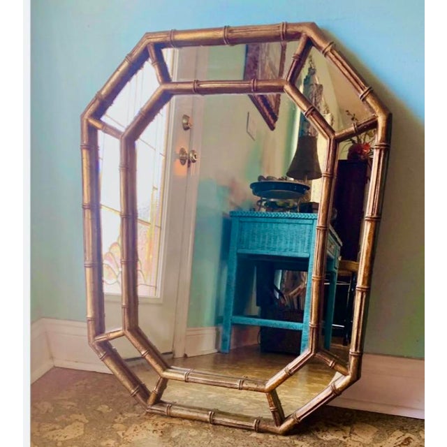 Vintage Faux Bamboo Gilt Wall Mirror For Sale - Image 4 of 4