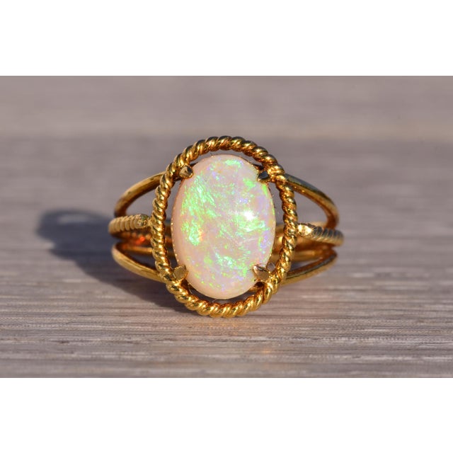 Contemporary The 150th Avenue: Australian Opal Cocktail Ring in Yellow Gold For Sale - Image 3 of 10