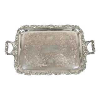 Antique English Victorian Grapevine & Cluster Twin Handle Serving Platter Tray For Sale