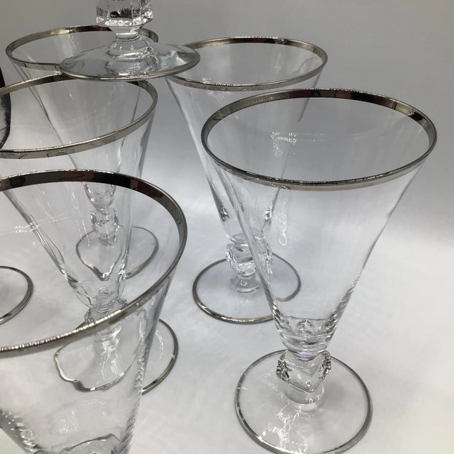 Platinum Band Water Goblets by Bryce -Set of 8 For Sale - Image 9 of 12