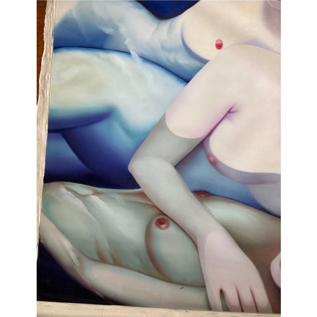 Very beautifully done hand painted copy of an original artists painting of “Three Nude Woman Reclining In Pool” (original...