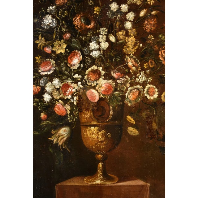 Andrea Scacciati, Flowers Still Life, 1680, Oil on Canvas, Framed For Sale - Image 8 of 18
