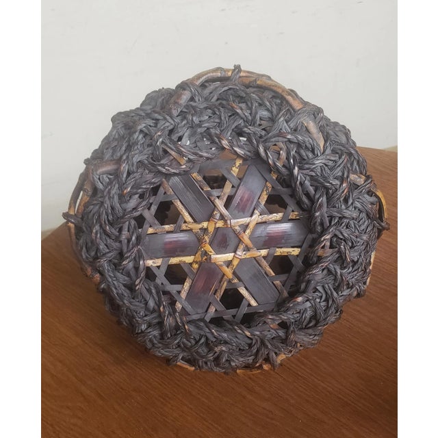 Wood 19th Century Japanese Meiji Flower Arranging Ikebana Basket With Handle For Sale - Image 7 of 10