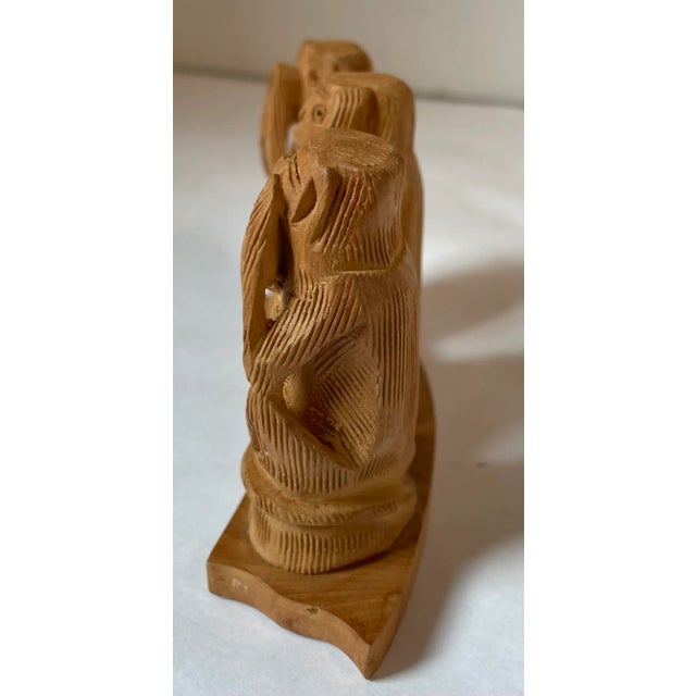 Figurative Vintage Hand Carved Monkey Sculpture For Sale - Image 3 of 8