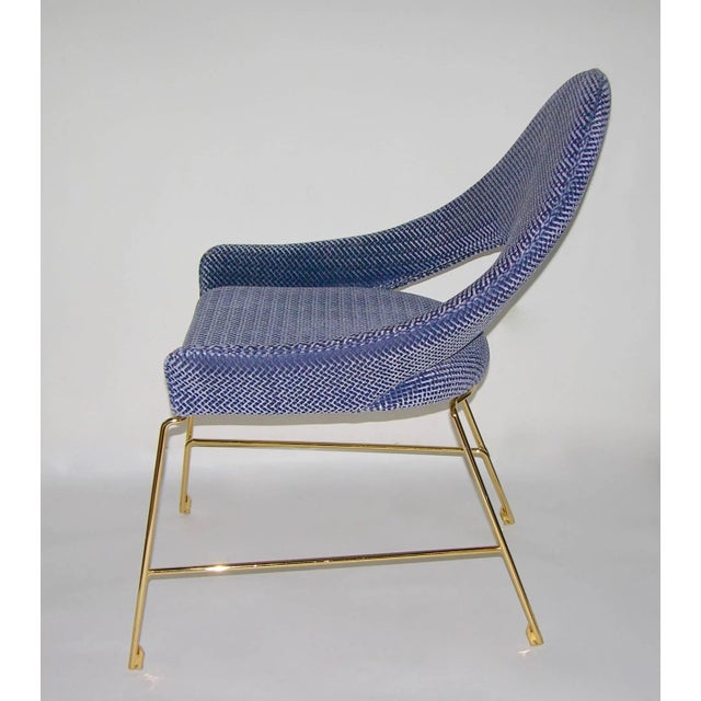 2010s Smania Italian Modern Prototype Brass and Azur Blue Living Room Armchair - in Showroom For Sale - Image 5 of 9
