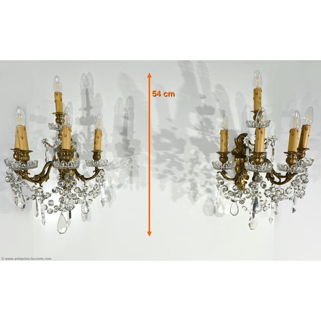 Late 19th Century Bronze and Crystal Tassel Sconces, Set of 2 For Sale - Image 18 of 18