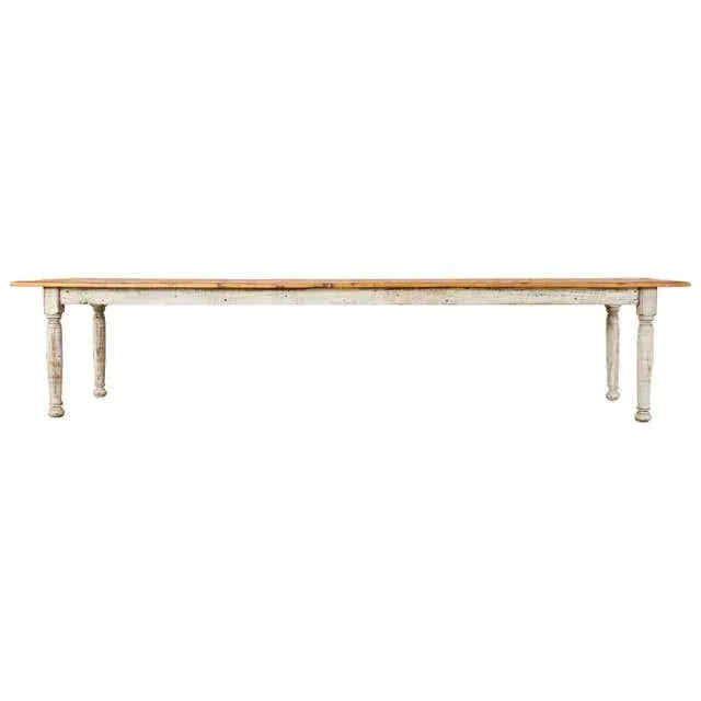 Country American Painted Pine Farmhouse Dining Table For Sale - Image 13 of 13