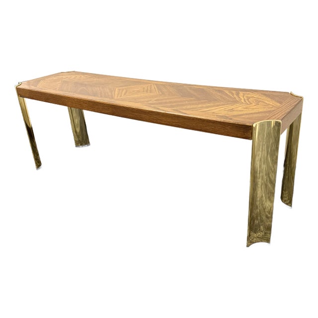Mid-Century Lane Furniture Wood and Brass Bench or Table For Sale
