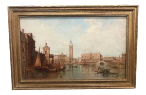 Late 19th Century "Ducal Palace, Venice" European Architectural Oil Painting by Alfred Pollentin, Framed