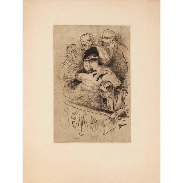 Spectators is an original etching artwork realized by Victor Mignot (1872-1944). The state of preservation is very good....