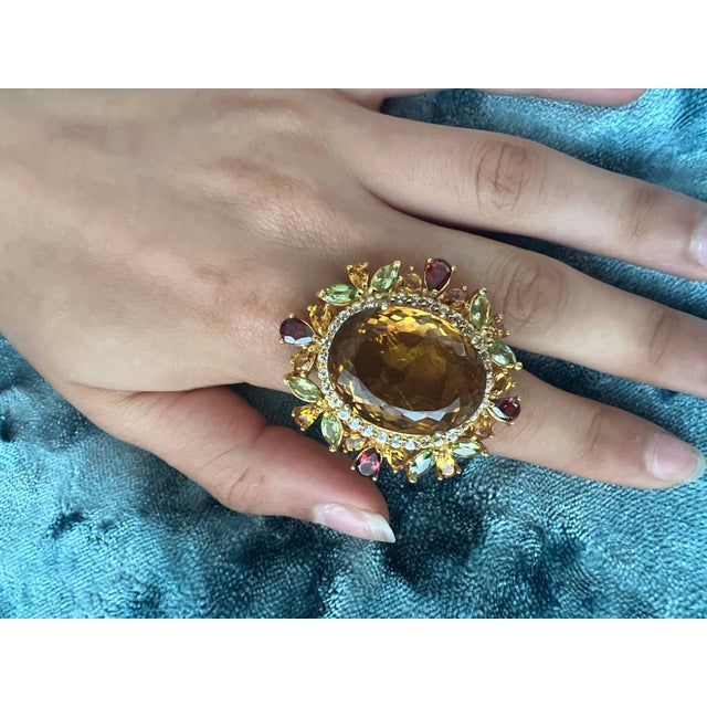 Bochic “Orient” Vintage Citrine, Peridot & Rhodolite Ring Set In 18K Gold & Silv For Sale In New York - Image 6 of 16